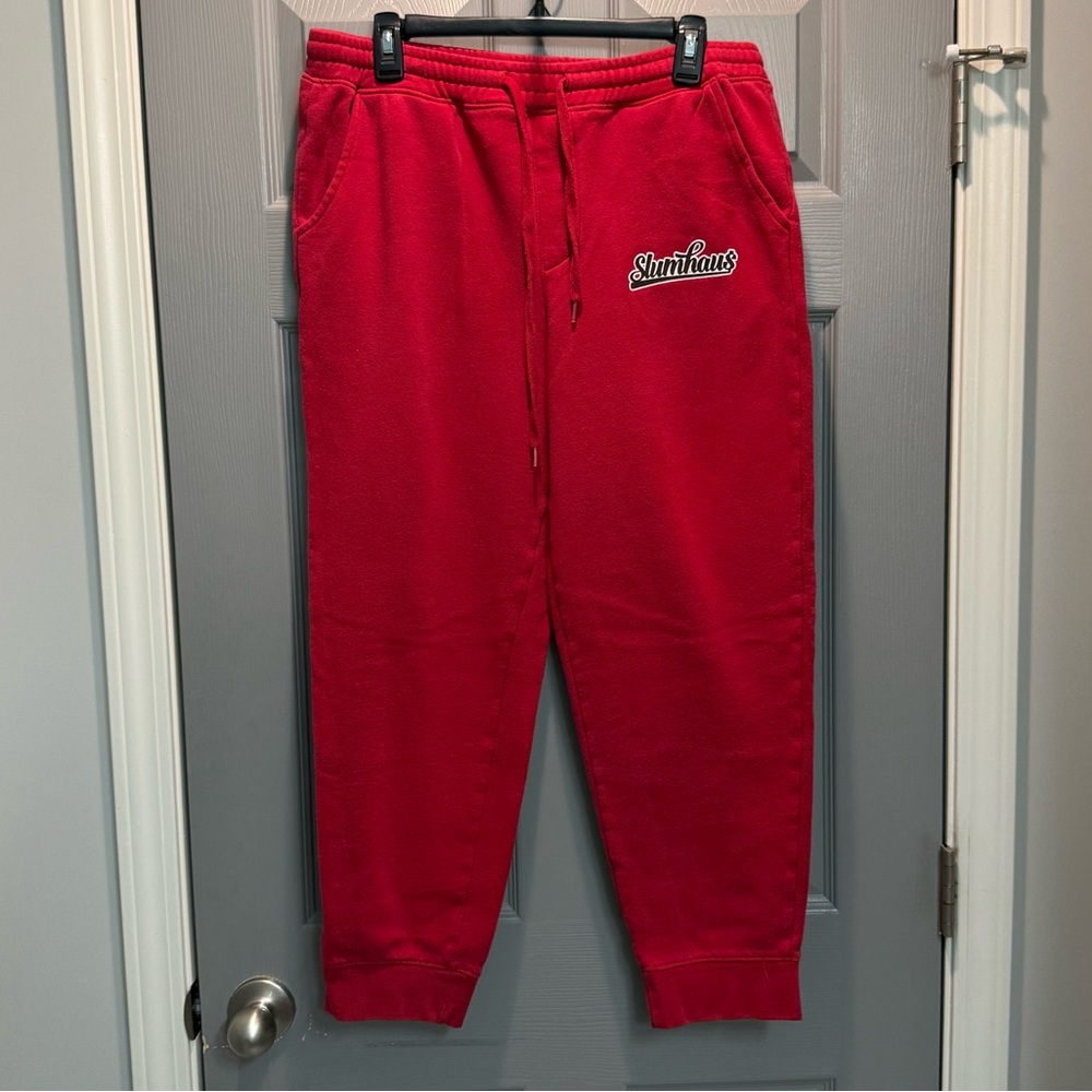 Red Sweatpants with Slumhaus Logo